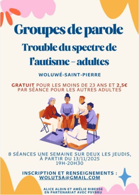 Affiche groupe de parole autisme adultes